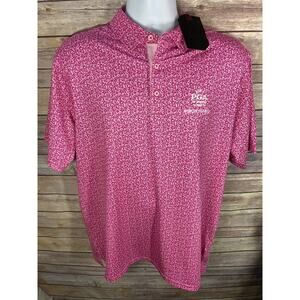 Antigua PGA of America North Florida Pink Floral Golf Polo Shirt size Large